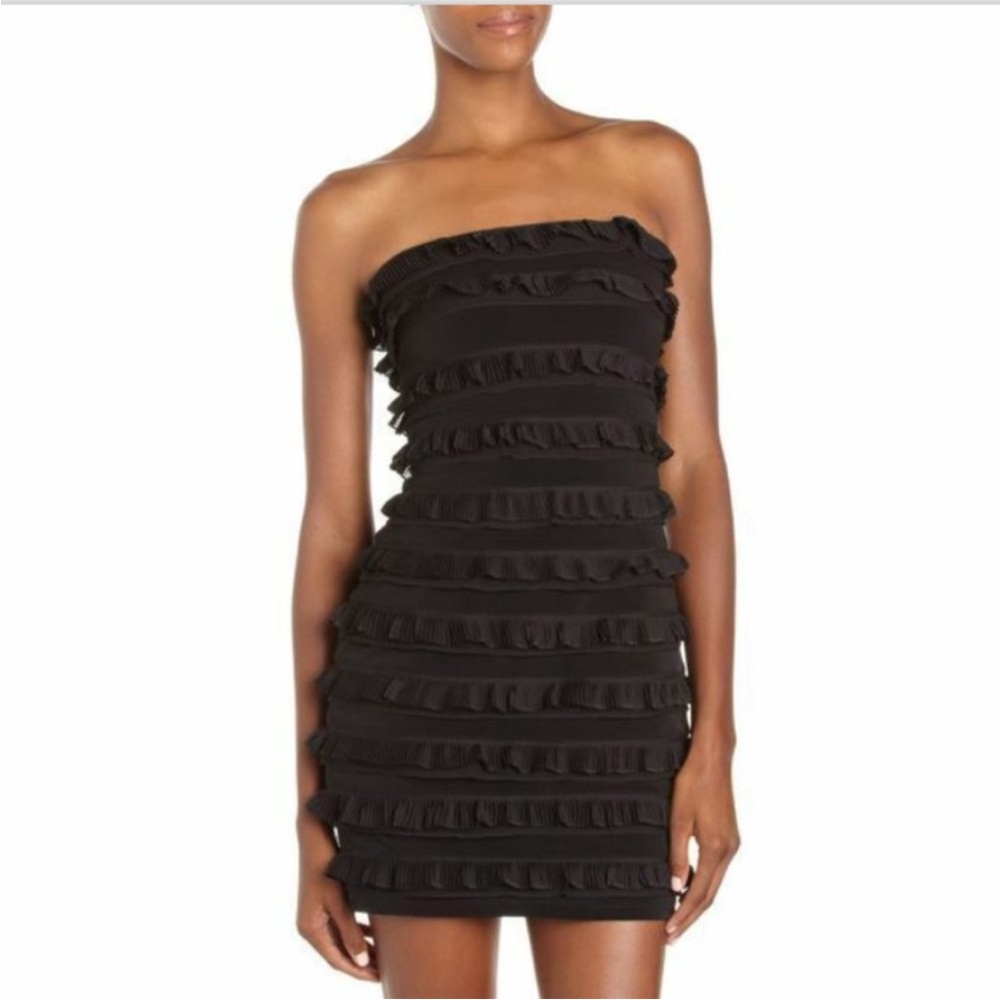 ELIZABETH AND JAMES DRESS Size L (10-12) BLACK Vivienne Strapless Tiered $395